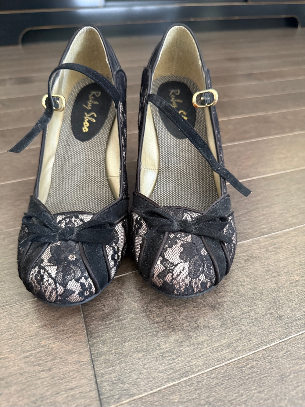 Ruby Shoe Cleo heel with lace overlay